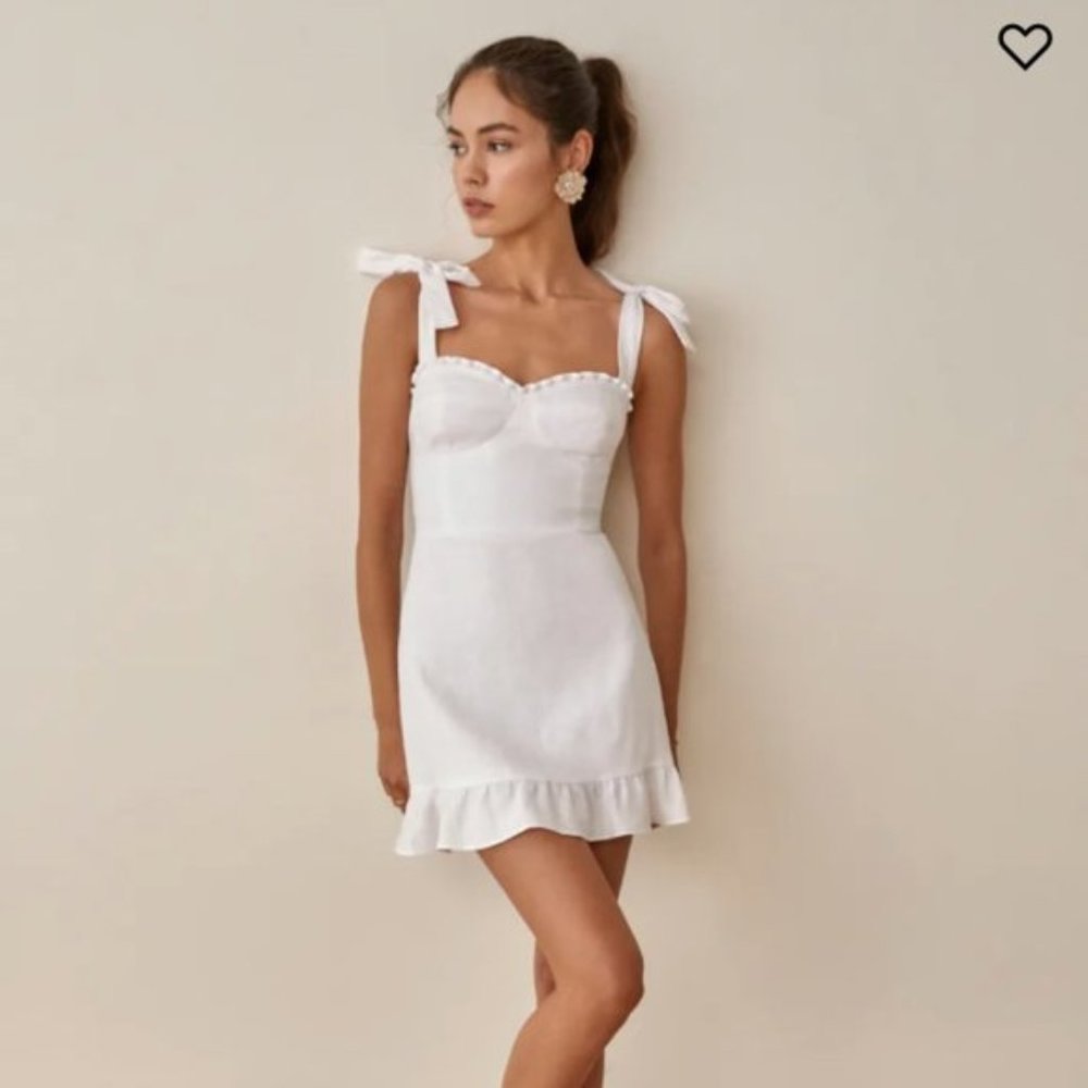 Reformation White Linen Mini Dress